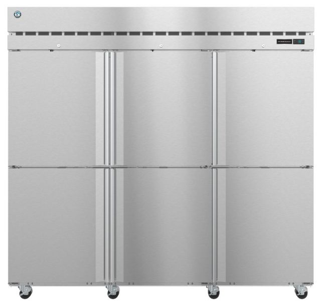 Hoshizaki Steelheart® 83" 79 Cu. Ft. Stainless Steel Three Section Upright Refrigerator with Half Solid Doors and Lock-0