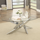 Furniture of America® Laila Glass Top Coffee Table with Chrome Cross Legs-2