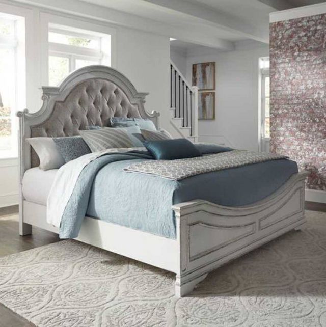 Liberty Furniture Magnolia Manor Antique White Queen Upholstered Bed-0