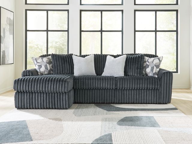 Signature Design by Ashley® Midnight-Madness 2-Piece Gunmetal Left-Arm Facing Sectional Sofa and Chaise-1