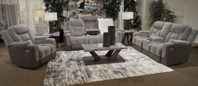 Signature Design by Ashley® Mixed Motion Shadow Power Reclining Sofa with Adjustable Headrest-1