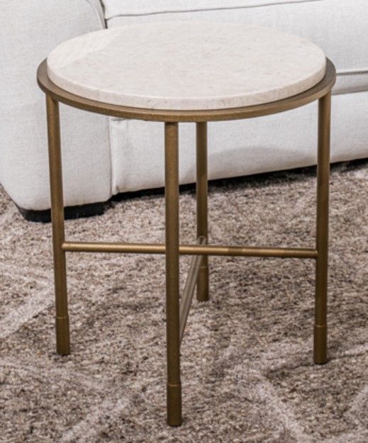 Signature Design by Ashley® Alben White End Table with Antique Gold Base-1
