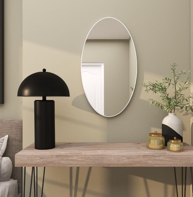 Deco Marche White Oval Thin Minimalistic Frame Mirror-4