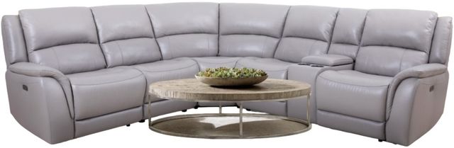 American Wholesale Furniture Madras 6-Piece Stone Power Reclining Curved Sectional-0