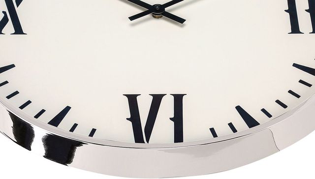 Monarch Specialties Inc. Silver 20" Round Wall Clock with Roman Numerals on White Background-1