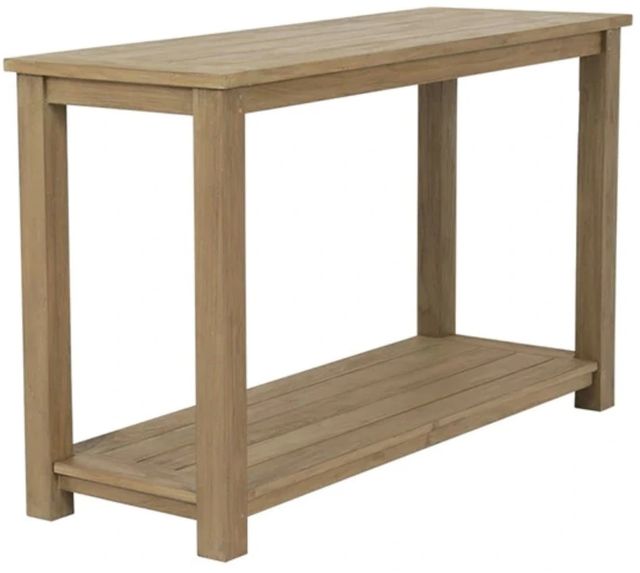 Sunset West Coastal Warm Gray Wooden Outdoor Sofa Table-0