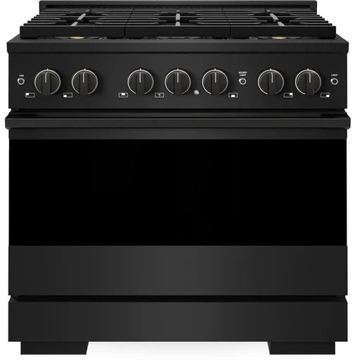 ZLINE Marino 36" Black Stainless Steel Pro Style Dual Fuel Range with 6-Burner DuoPro™ Cooktop and Electric Convection Oven