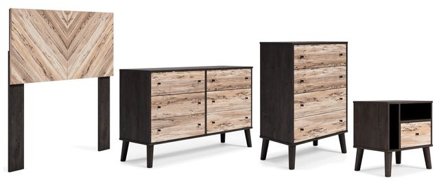 Signature Design by Ashley® Piperton 4-Piece Two-tone Brown/Black Twin Panel Headboard Set-0