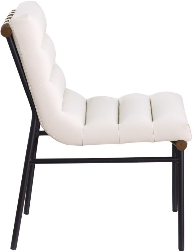 Meridian Furniture Burke Cream/Black Vegan Leather Dining Chair-2
