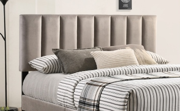 Crown Mark Lyric Grey Velvet Platform Bed-1