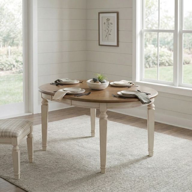 Powell® Stanbury Brown Dining Table with Antique White Base-1