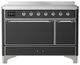 Ilve® Majestic III 48" Graphite Matte Pro Style Induction Range with Solid Door and Chrome Trim-0