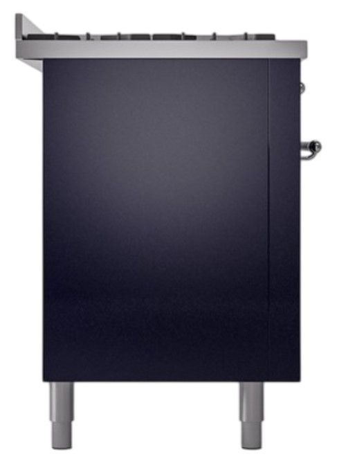 Ilve® Nostalgie II Noblesse 60'' Midnight Blue Pro Style Dual Fuel Range with Chrome Trim-2