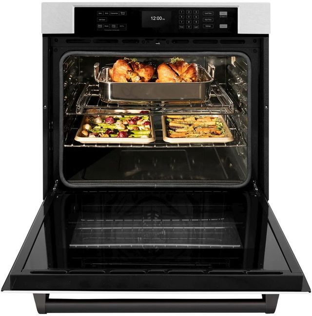 ZLINE Autograph Edition Professional 30" Satin Stainless Steel Single Electric Wall Oven with White Matte Door and Matte Black Accents-1