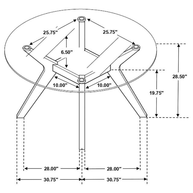 Coaster® Paxton Nutmeg Round Glass Top Dining Table-3