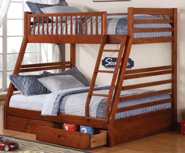 IFDC Honey Oak Youth Single/Double Bunk Storage Bed-1