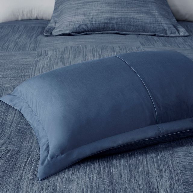 Olliix by Madison Park 7 Piece Navy Queen Walter Printed Seersucker Comforter Set-4