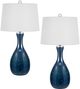 Cal® Lighting & Accessories Gourd Style 2-Piece Antique Blue Luster Table Lamp Set-0