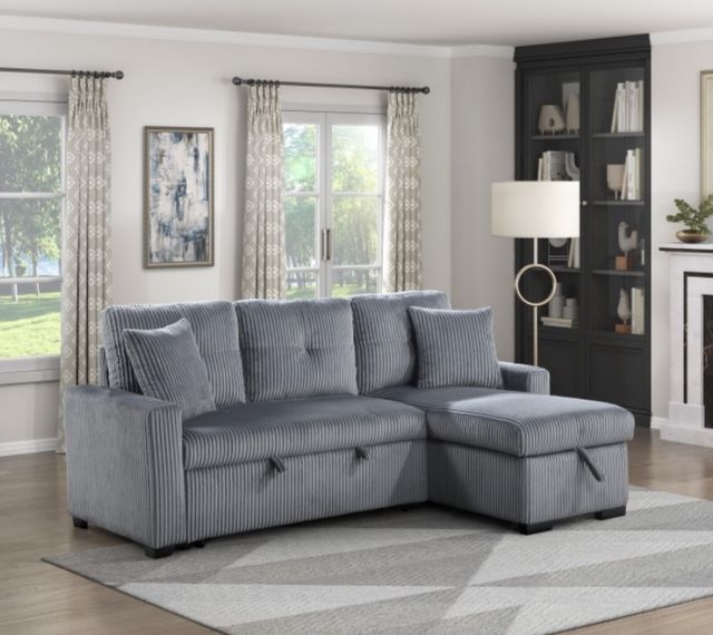 Homelegance® Rhett 3-Piece Gray Right-Arm Facing Reversible Sleeper Sectional-1
