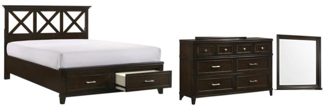Bernards Nova II 3-Piece Cherry Queen X Storage Full Bedroom Set-0