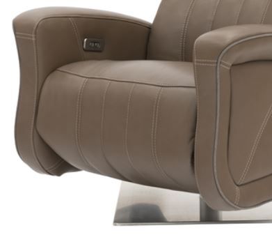 Fornirama 71 Light Brown Power Swivel Recliner with Power Adjustable Headrest-1
