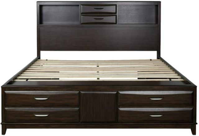 Benchcraft® Vanmore Dark Brown Queen Storage Bookcase Bed-1