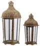 A & B Home Armand 2-Piece Brown Carriage Candle Lantern Set-0