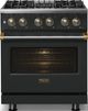 Viking® 5 Series 30" Antique Bronze Pro Style Dual Fuel (NG) Range with Brushed Brass Trim-2