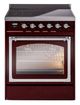Ilve® Nostalgie II Noblesse 30'' Burgundy Pro Style Induction Range with Chrome Trim-0