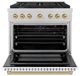 ZLINE Autograph Edition 36" Satin Stainless Steel Pro Style Gas Range with White Matte Door-1