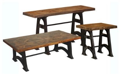 Jaipur Furniture Unwin Brown Lamp Tables with Black Metal Base-1