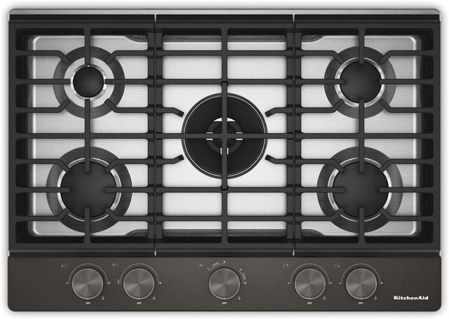 KitchenAid® 30" Black Ore Gas Cooktop with 5 Burners and Integrated Wok Grate-0