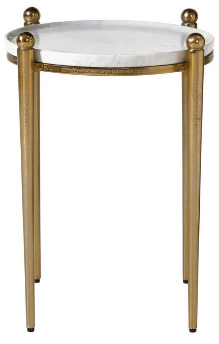 Uttermost® Nahunta White Accent Table with Antique Brass Base-3