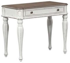 Liberty Furniture Magnolia Manor Antique White Vanity Table with Weathered Bark Top