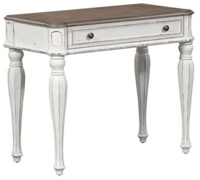Liberty Furniture Magnolia Manor Antique White Vanity Table with Weathered Bark Top