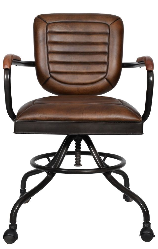 Home Trends & Design Essex Oden Antique Whiskey Desk Chair-2