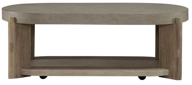 Liberty Furniture Affinity Gray Oval Cocktail Table with Dusty Taupe Base-2