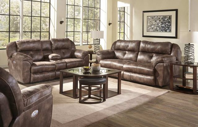 Catnapper® Ferrington Dusk Power Reclining Console Lay Flat Loveseat with Storage and Cupholders-1