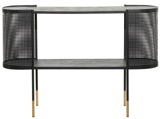 Deco Marche Matte Black Console Table with Open Storage-2