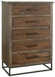 International Furniture Direct Natural Teca Brown 5-Drawer Chest-0