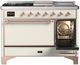 Ilve® Majestic III 48" Antique White Pro Style Dual Fuel Liquid Propane Range with 5 Black Brass Burners and Copper Trim-3