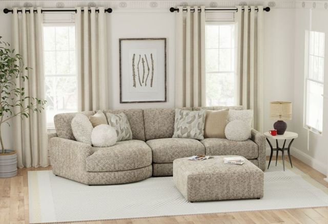 Jackson Furniture Turner 3-Piece Mushroom Sectional with Ottoman-1