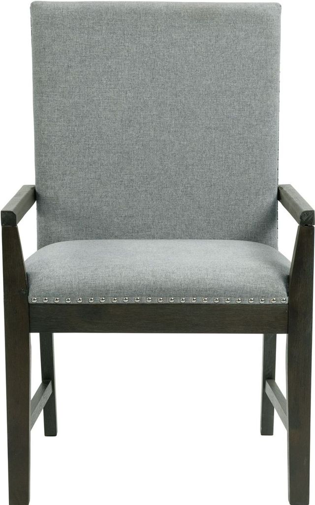 Elements International Donavan Dark/Gray Upholstered Dining Arm Chair-1