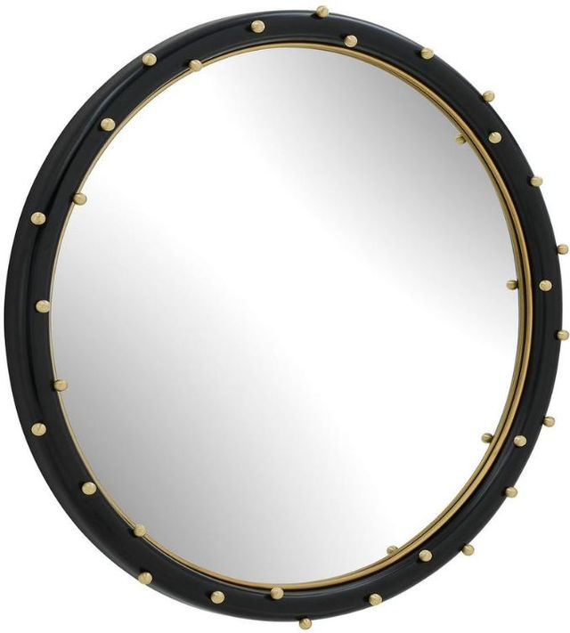 Uttermost® Helia Antique Gold/Matte Black Round Mirror-3