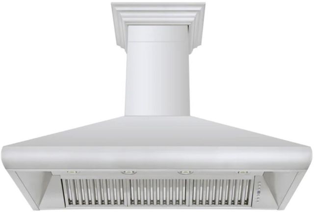 ZLINE 48" Stainless Steel Professional Convertible Vent Wall Mount Range Hood with Crown Molding-3