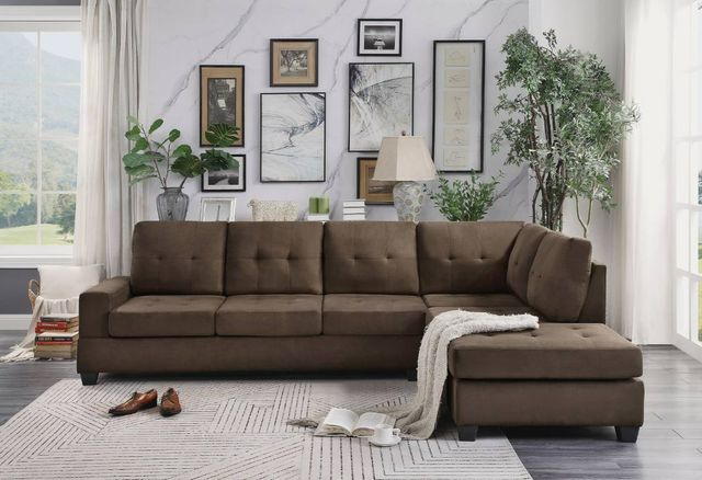 Homelegance® Maston 2-Piece Chocolate Right-Arm Facing Reversible Sectional-1