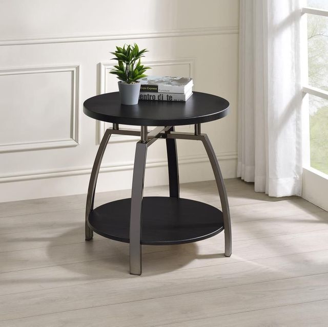 Coaster® Dacre Dark Charcoal End Table with Black Nickel Base-3