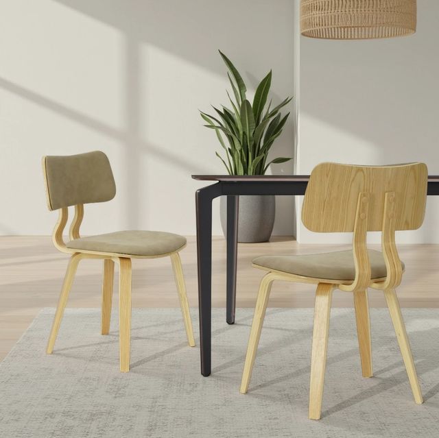 Armen Living Jaguar 3-Piece Oak/Vintage Taupe Dining Chair Set-1