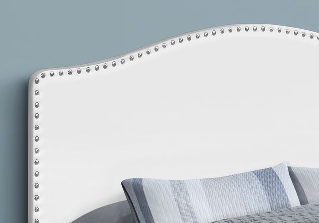 Monarch Specialties Inc. White Leather Look Queen Headboard-3