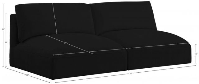 Meridian Furniture Ease 2-Piece Black Armless Sofa-3